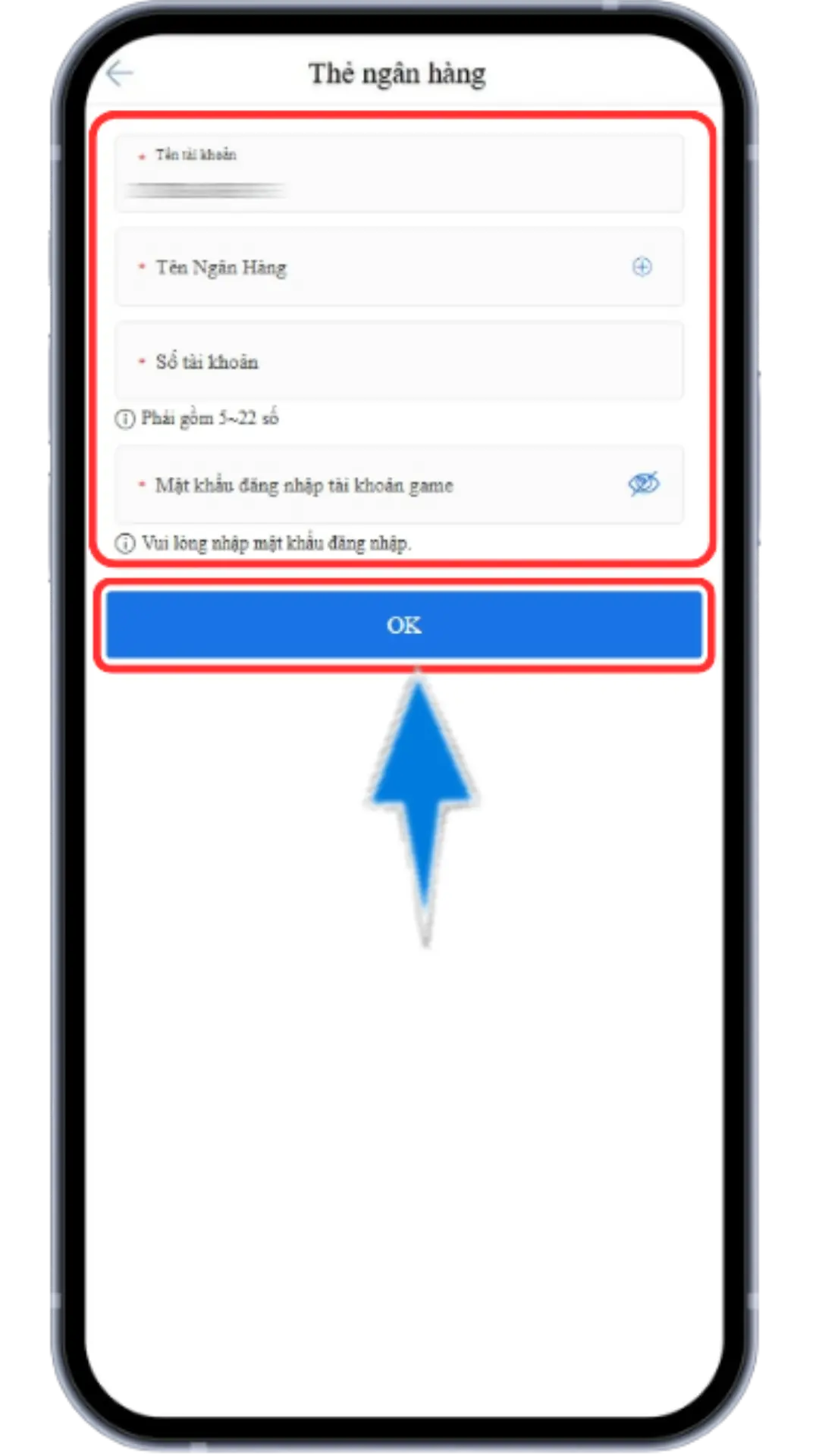 Bước 5 : điền các thông tin mới hệ thống yêu cầu sau đó nhấn " OK "